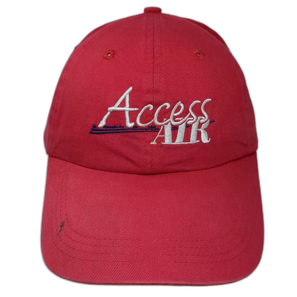Falcon Baseball Cap Red White OS Access Air Embroidered Adjustable Strapback Hat